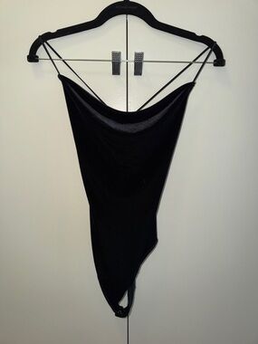Abercrombie & Fitch Black Cowl-Neck Strappy Bodysuit
